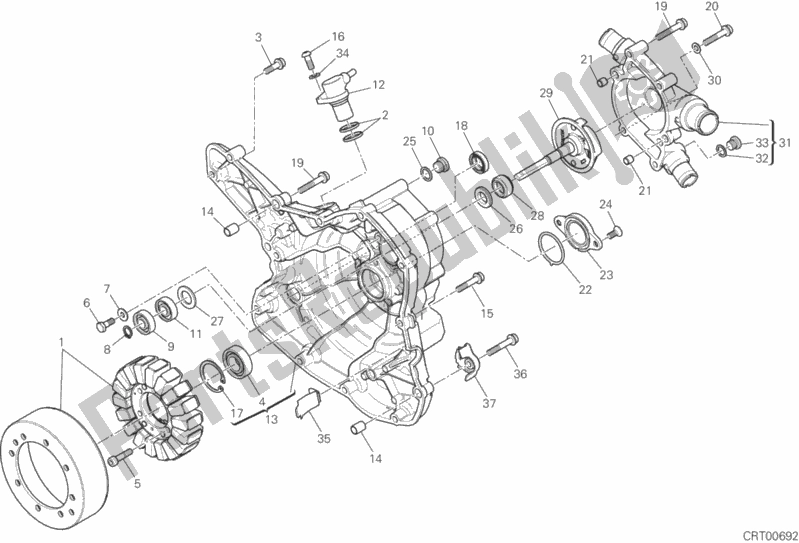 Toutes les pièces pour le Couvercle De Générateur du Ducati Multistrada 1200 ABS USA 2016